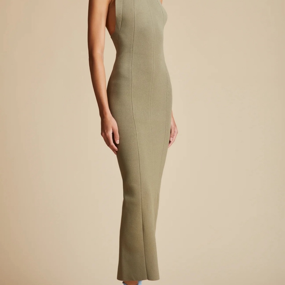 THE AMALFI DRESS in Olive By KHAITE